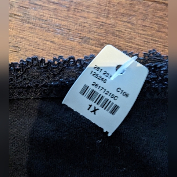 Maurice hipster cotton panties with lace- Black 1x NWT - Picture 5 of 7